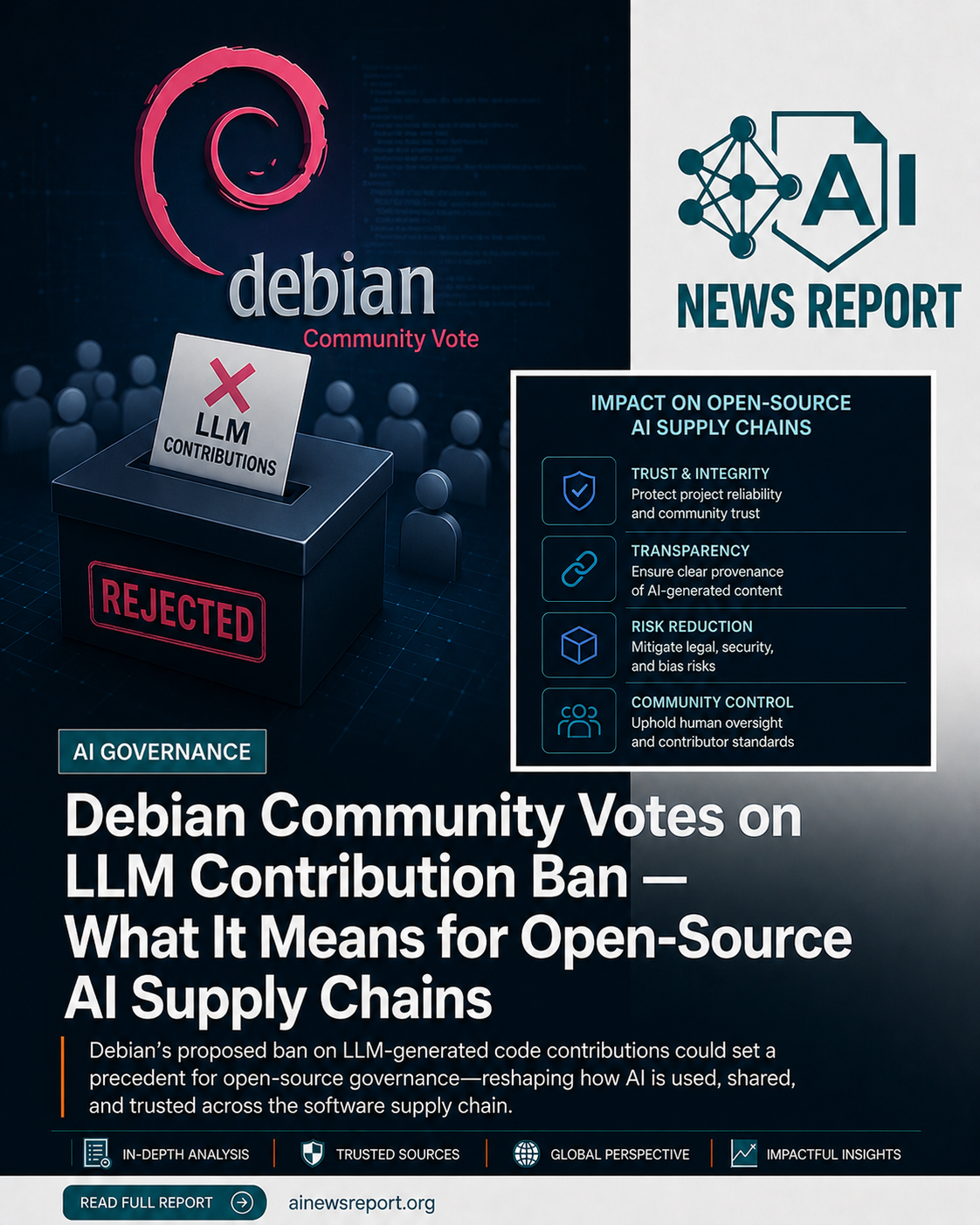 Debian community vote on restricting LLM contributions and its impact on open-source AI.